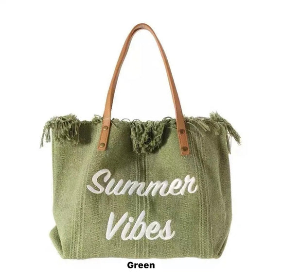 Summer Vibes Canvas Bags~ Green